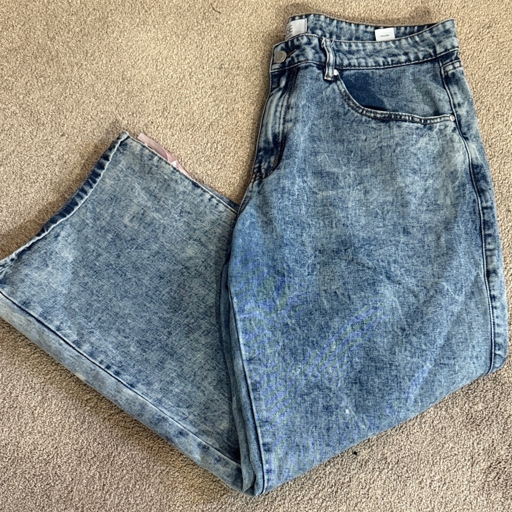 Juniors RISE & Supply Co. Stylish Blue Women's Straight Leg Slit Ribbon Jeans 17